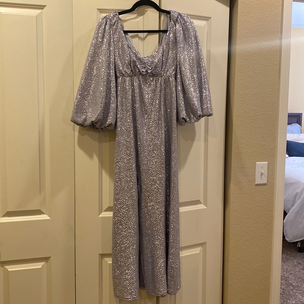 Showmeyourmumu sparkly puff sleeve midi dress